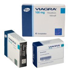 Viagra 100 mg Vorderansicht, Seitenanricht und Hinteransicht